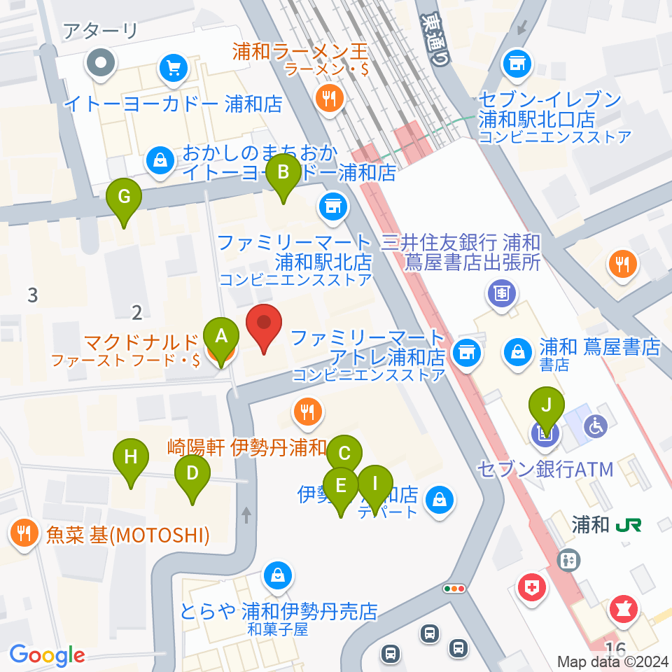 柏屋楽器 浦和ミュージックプラザ周辺のカフェ一覧地図