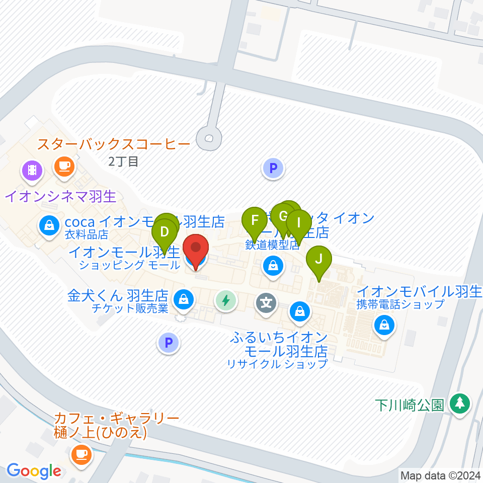 JEUGIAカルチャーセンター イオンモール羽生周辺のカフェ一覧地図