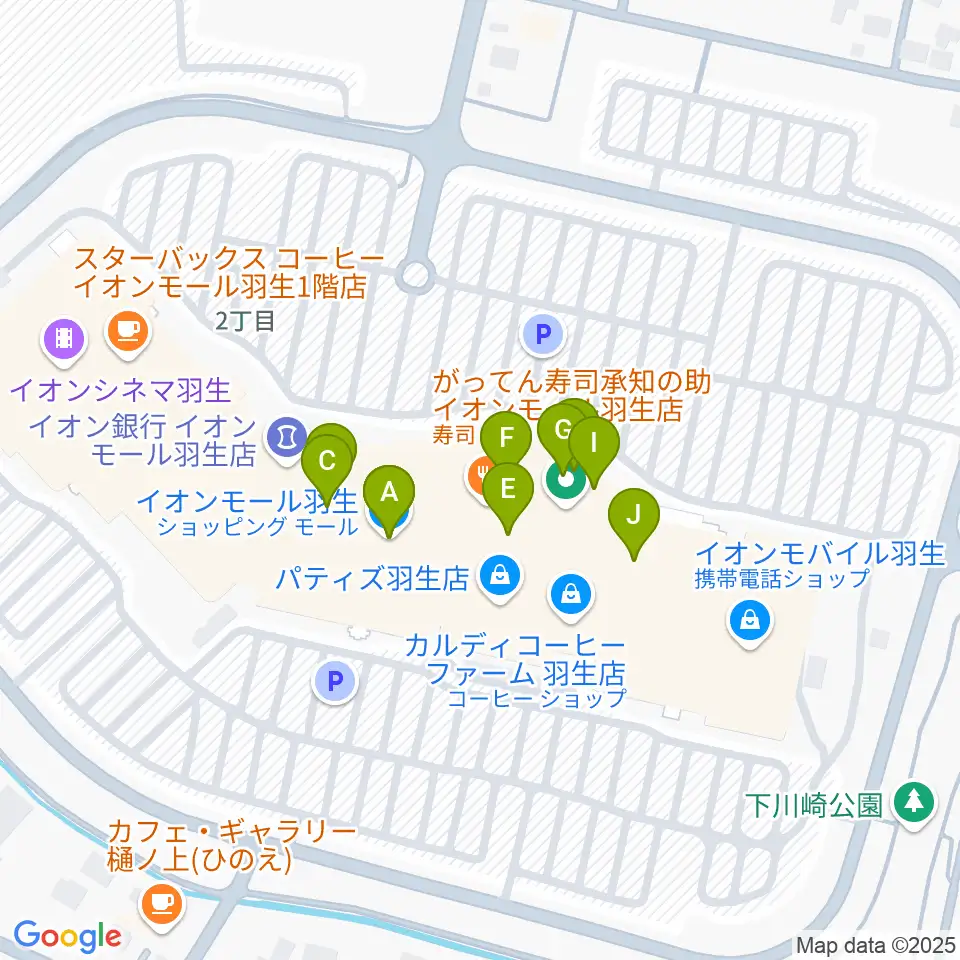 JEUGIAカルチャーセンター イオンモール羽生周辺のカフェ一覧地図
