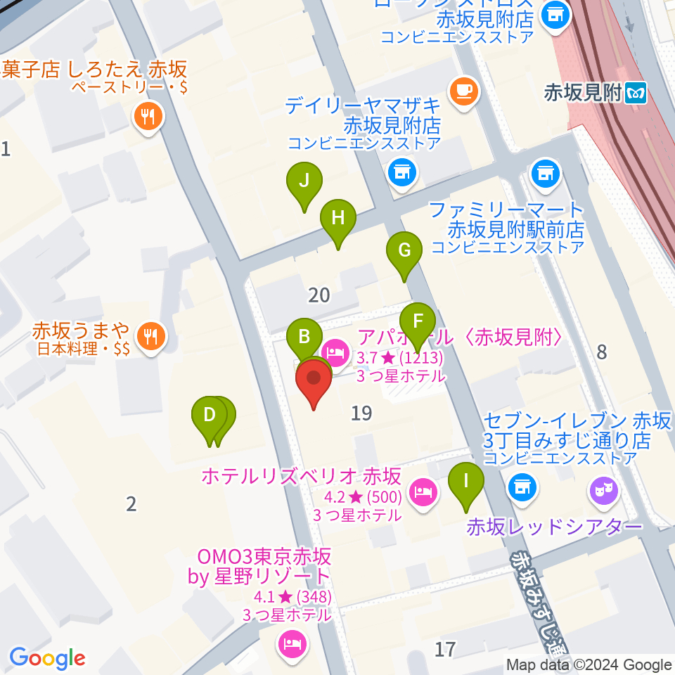 赤坂カーサクラシカ周辺のカフェ一覧地図