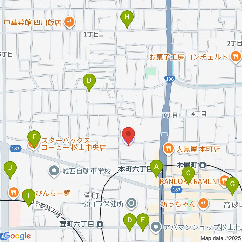 愛媛県男女共同参画センター周辺のカフェ一覧地図