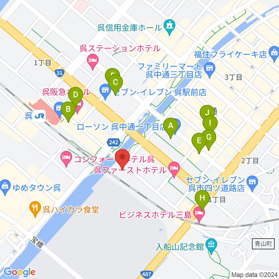 ビューポートくれ周辺のカフェ一覧地図