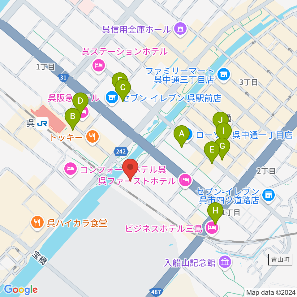 ビューポートくれ周辺のカフェ一覧地図