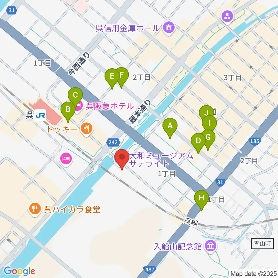 ビューポートくれ周辺のカフェ一覧地図