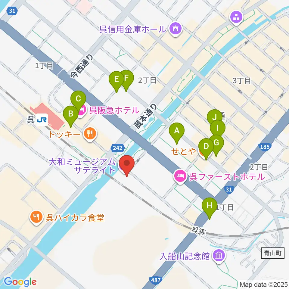 ビューポートくれ周辺のカフェ一覧地図