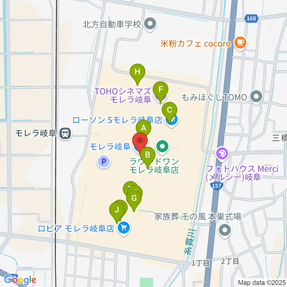 タワーレコード モレラ岐阜店周辺のカフェ一覧地図