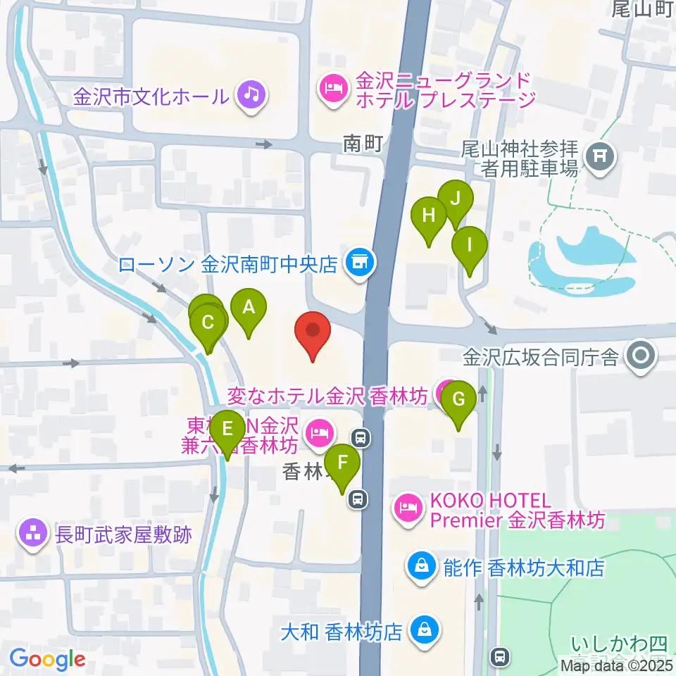 北國新聞文化センター 金沢本部教室周辺のカフェ一覧地図