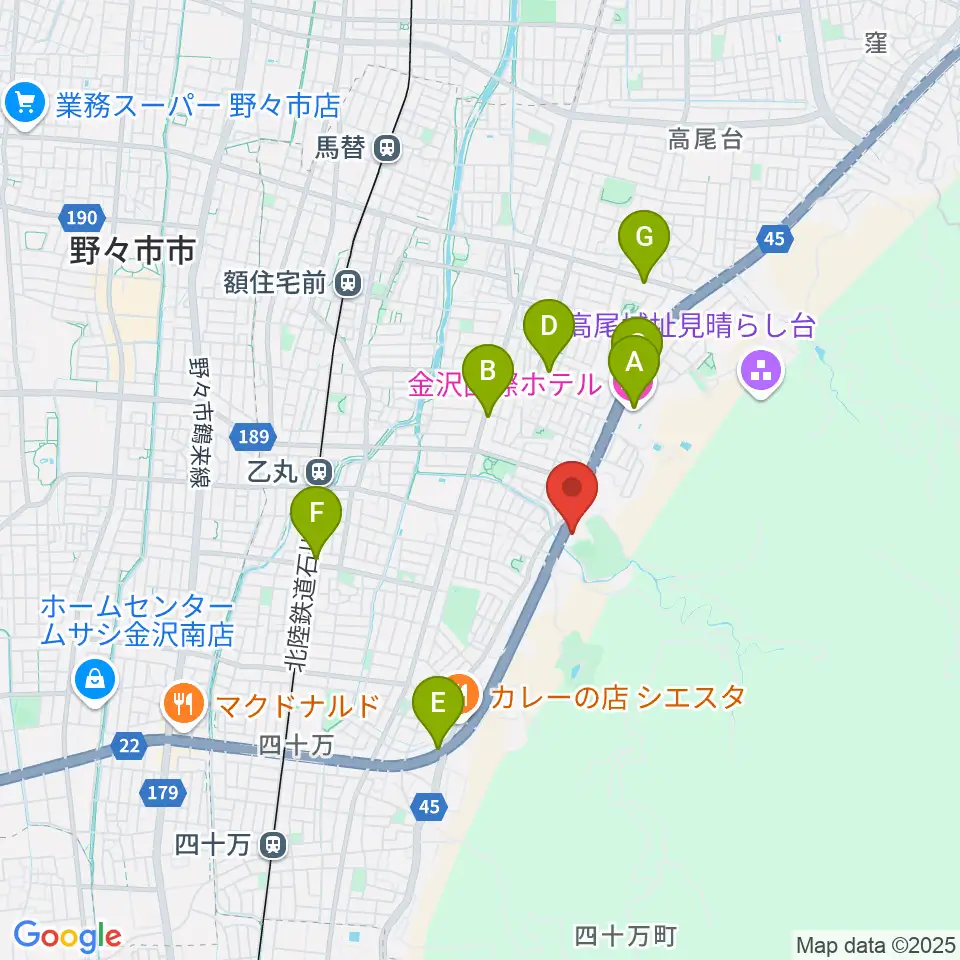北國新聞文化センター 金沢南スタジオ周辺のカフェ一覧地図