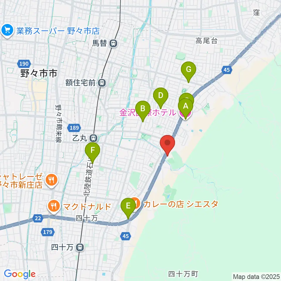 北國新聞文化センター 金沢南スタジオ周辺のカフェ一覧地図