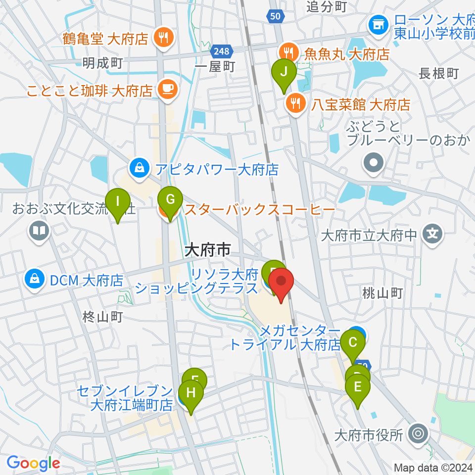 JEUGIAカルチャーセンター リソラ大府周辺のカフェ一覧地図