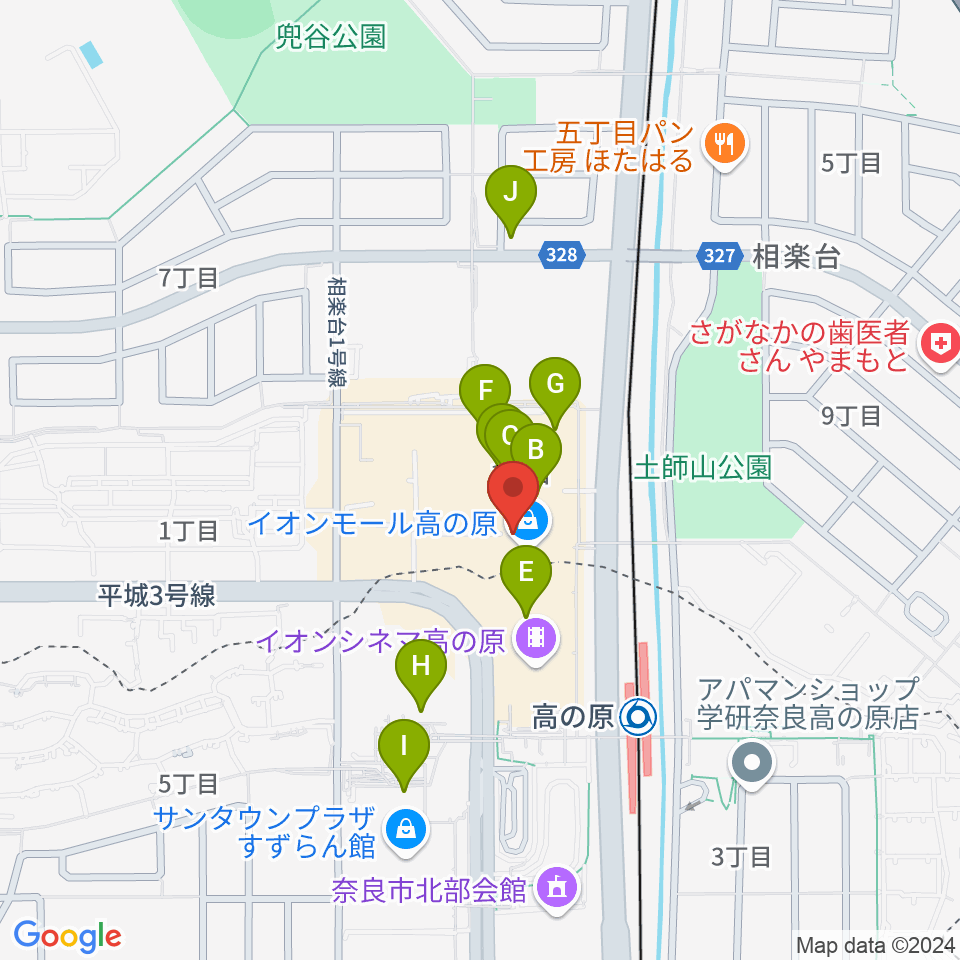 JEUGIAカルチャーセンター イオンモール高の原周辺のカフェ一覧地図