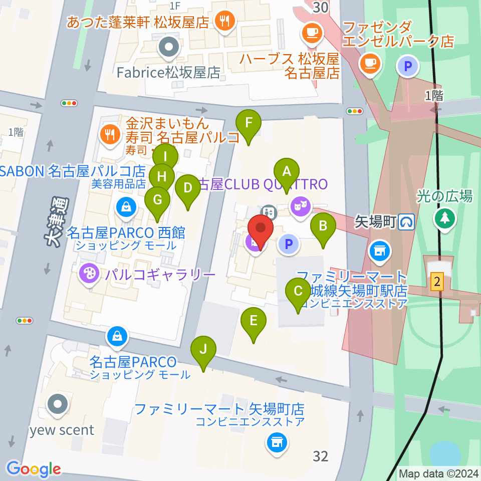 タワーレコード名古屋パルコ店周辺のカフェ一覧地図