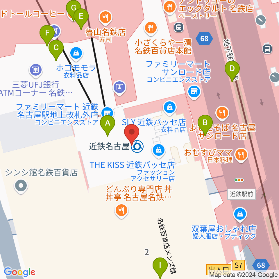 タワーレコード名古屋近鉄パッセ店周辺のカフェ一覧地図