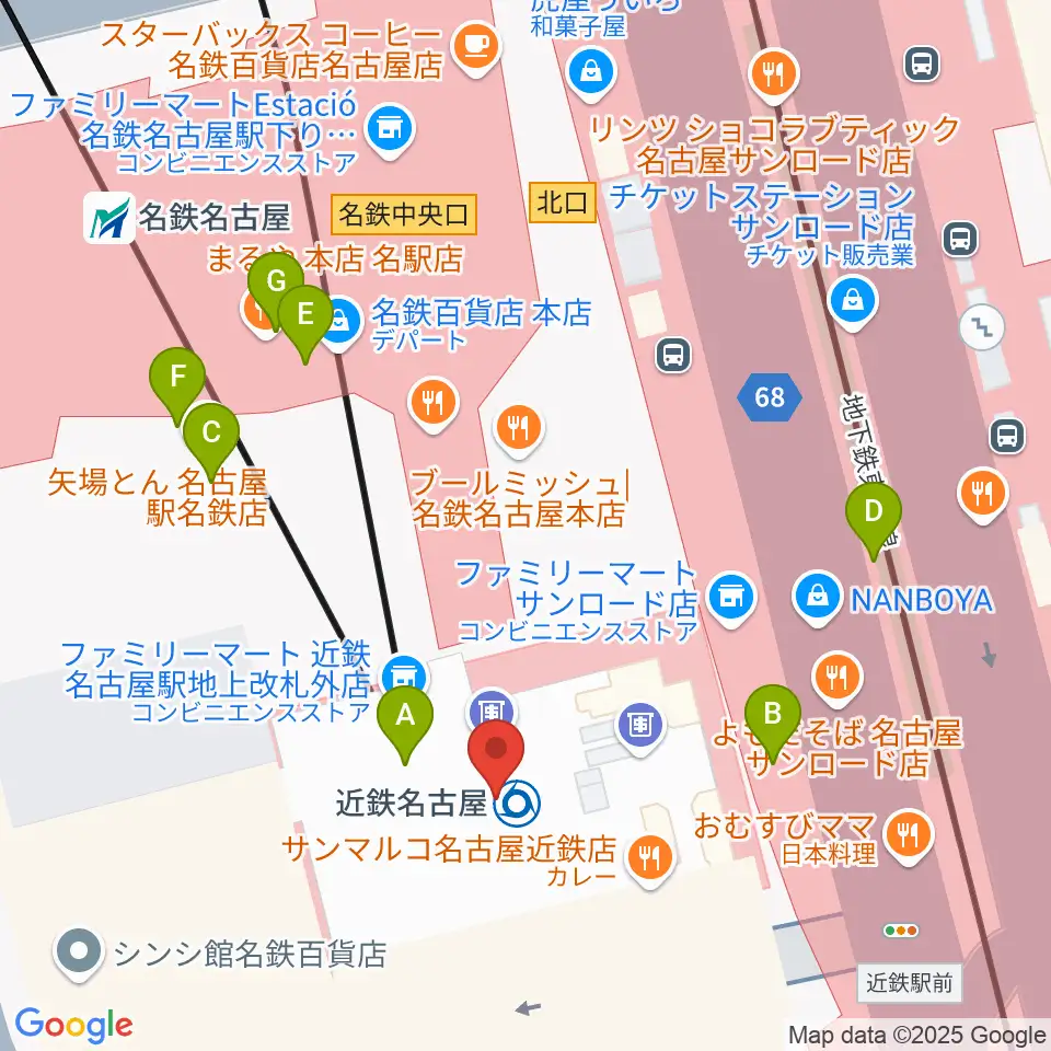 タワーレコード名古屋近鉄パッセ店周辺のカフェ一覧地図