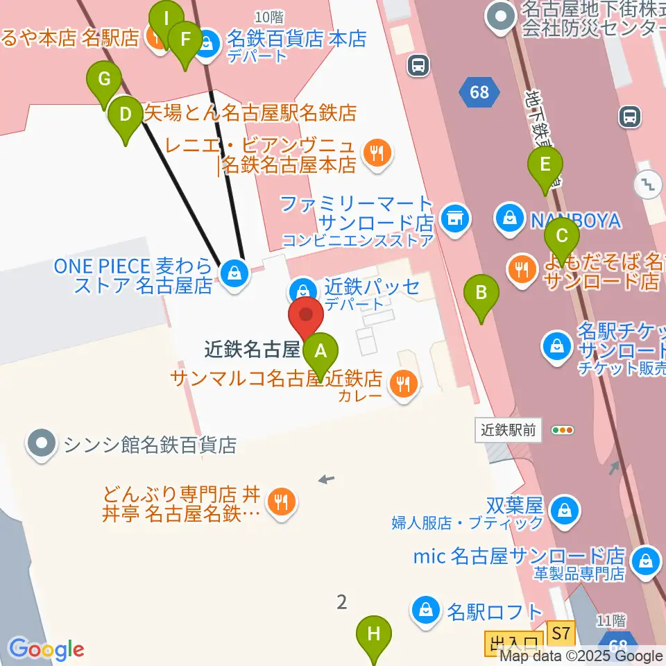 タワーレコード名古屋近鉄パッセ店周辺のカフェ一覧地図