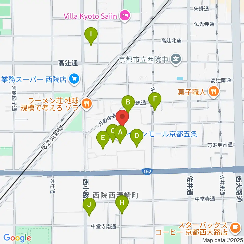 JEUGIAカルチャーセンター イオンモール京都五条周辺のカフェ一覧地図