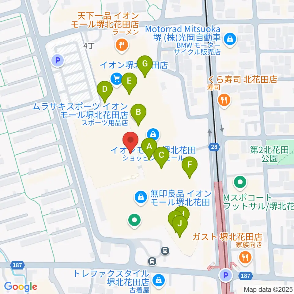 JEUGIAカルチャーセンター イオンモール堺北花田周辺のカフェ一覧地図