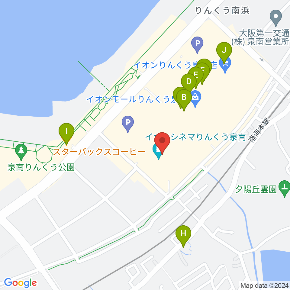 JEUGIAカルチャーセンター イオンモールりんくう泉南周辺のカフェ一覧地図
