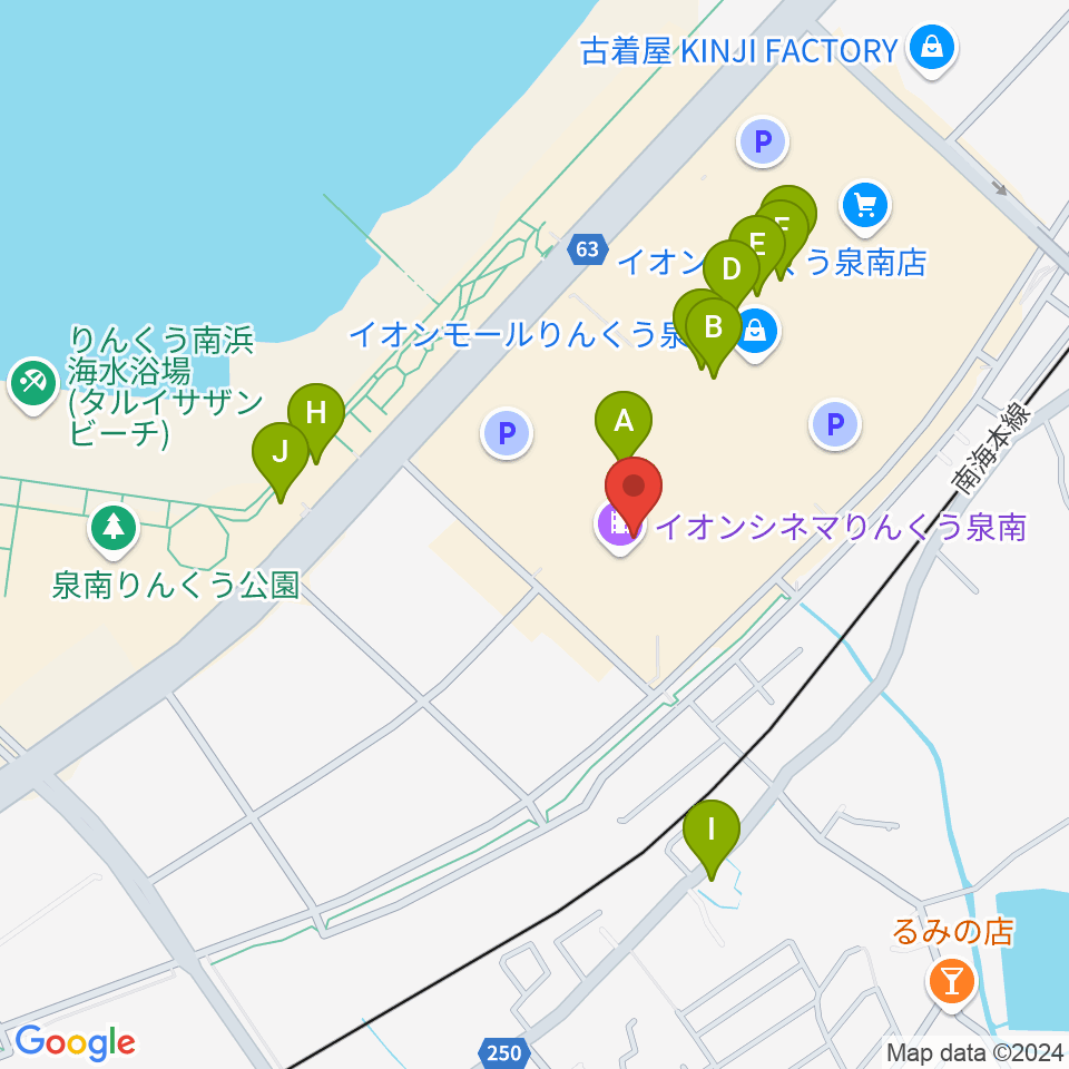 JEUGIAカルチャーセンター イオンモールりんくう泉南周辺のカフェ一覧地図