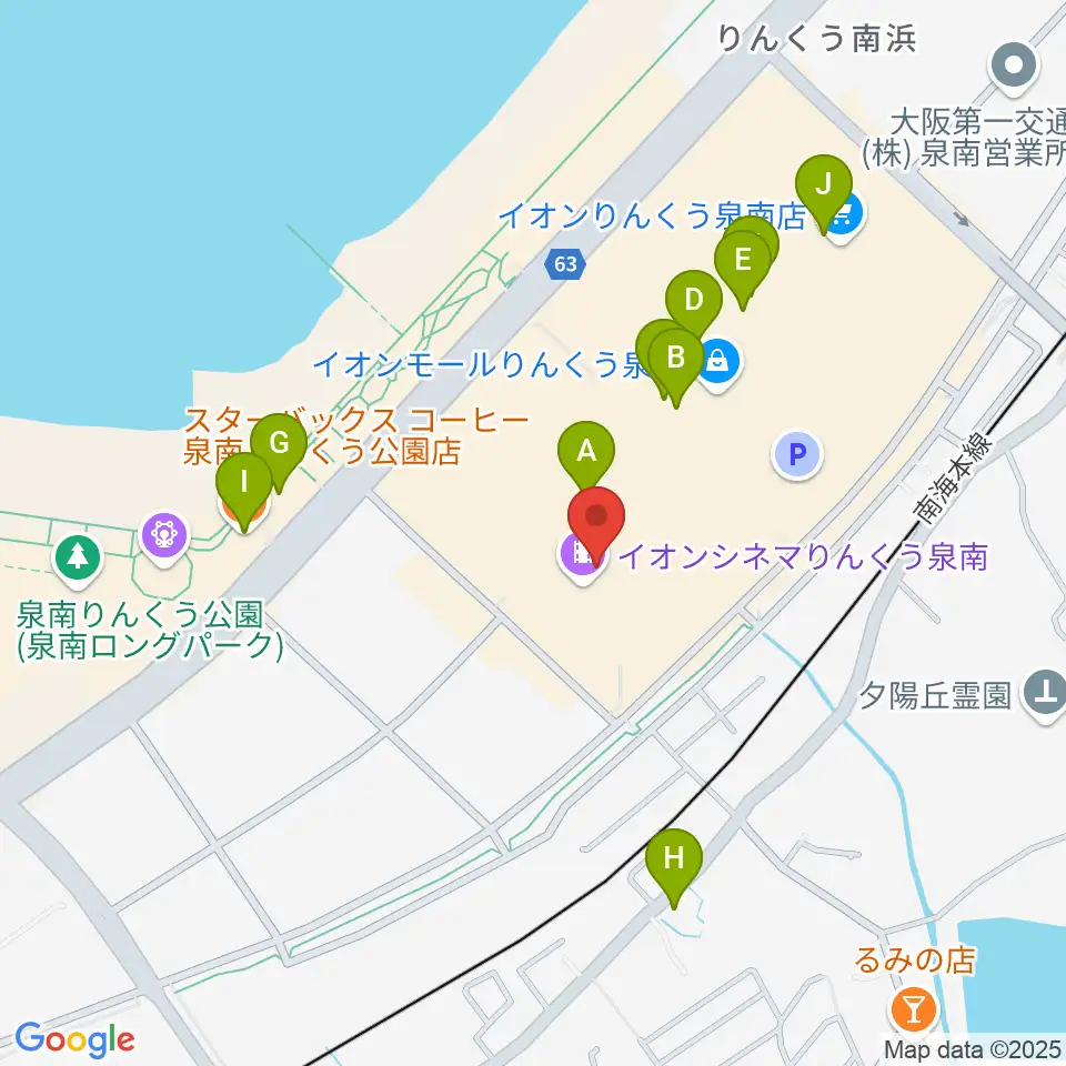 JEUGIAカルチャーセンター イオンモールりんくう泉南周辺のカフェ一覧地図