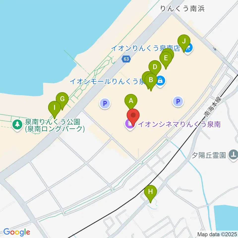 JEUGIAカルチャーセンター イオンモールりんくう泉南周辺のカフェ一覧地図