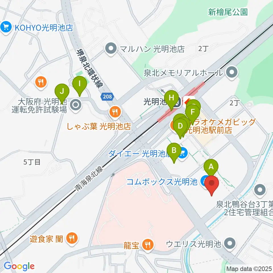 JEUGIAカルチャーセンター 光明池周辺のカフェ一覧地図