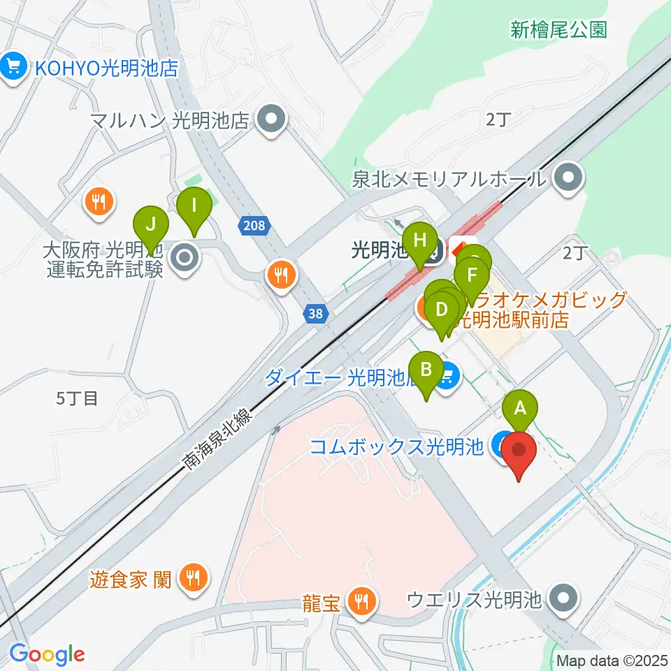 JEUGIAカルチャーセンター 光明池周辺のカフェ一覧地図
