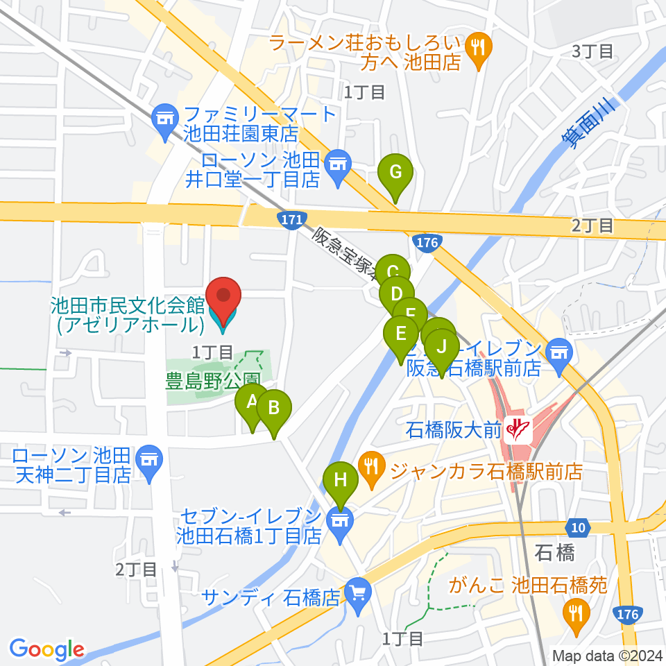 スタジオアゼリア周辺のカフェ一覧地図