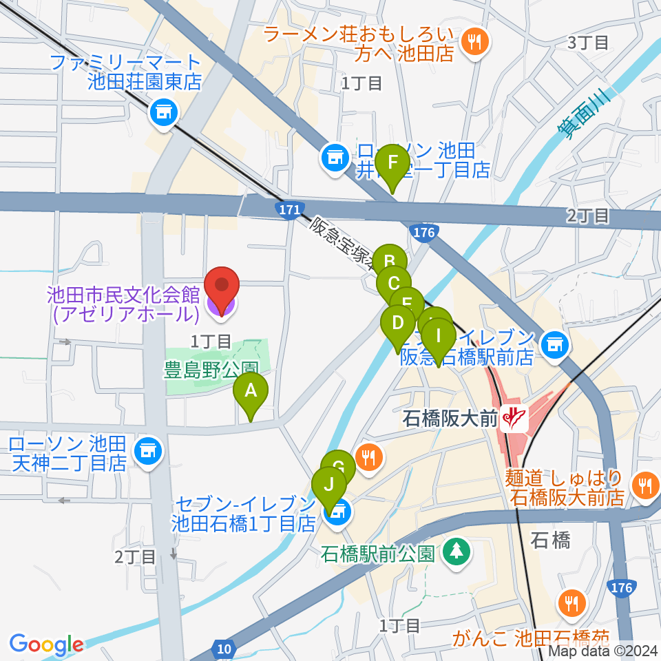 スタジオアゼリア周辺のカフェ一覧地図