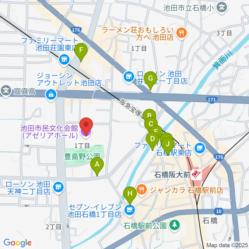 スタジオアゼリア周辺のカフェ一覧地図