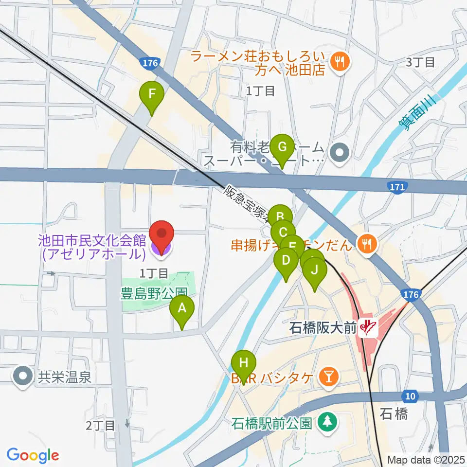 スタジオアゼリア周辺のカフェ一覧地図