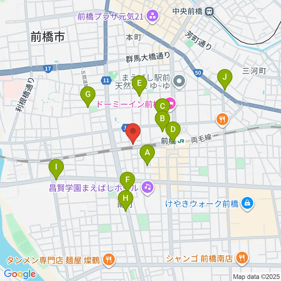 ダストボウル前橋店周辺のカフェ一覧地図