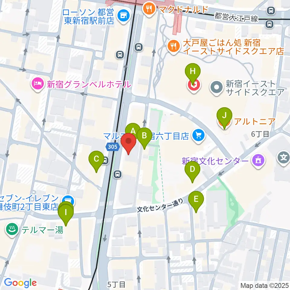新宿SACT!周辺のカフェ一覧地図