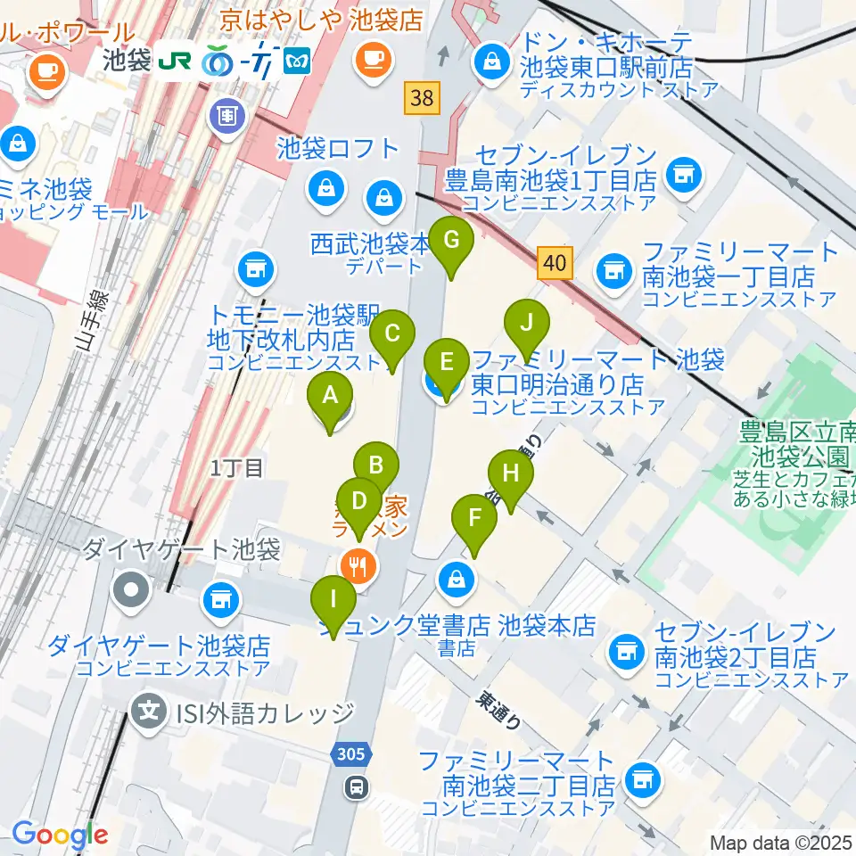 池袋コミュニティ・カレッジ周辺のカフェ一覧地図
