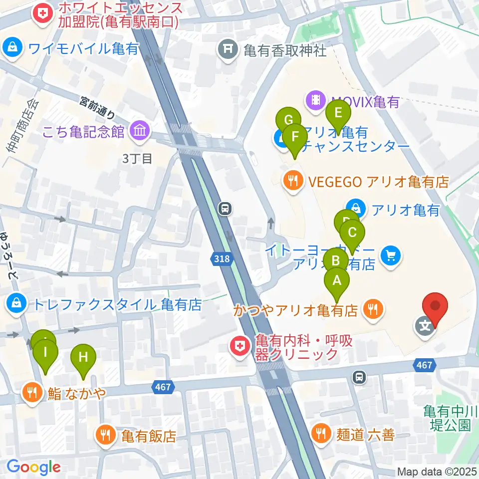 セブンカルチャークラブ亀有周辺のカフェ一覧地図