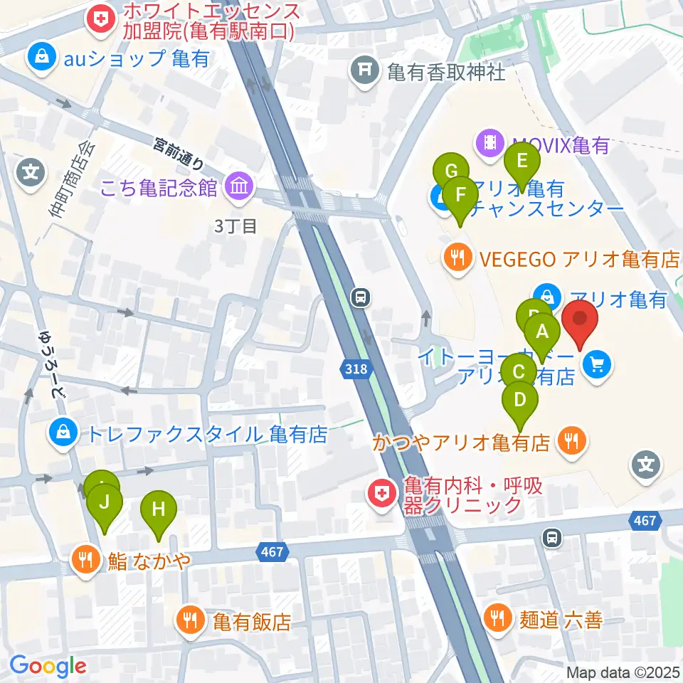 セブンカルチャークラブ亀有周辺のカフェ一覧地図