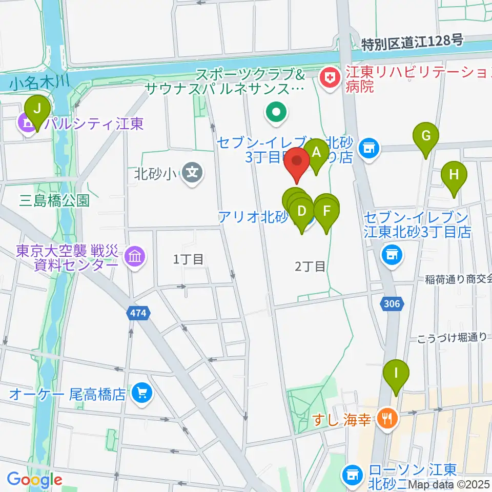 セブンカルチャークラブ北砂周辺のカフェ一覧地図