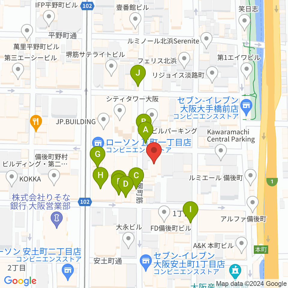 ライブスポットテンション周辺のカフェ一覧地図