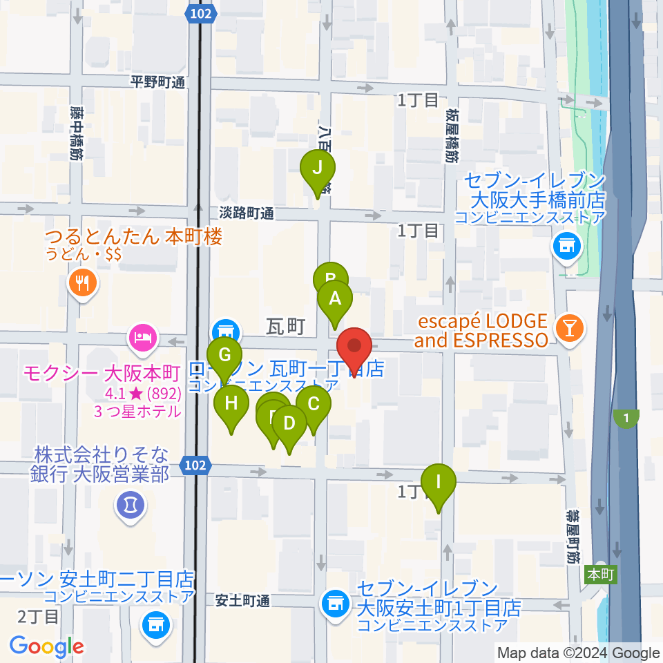 ライブスポットテンション周辺のカフェ一覧地図