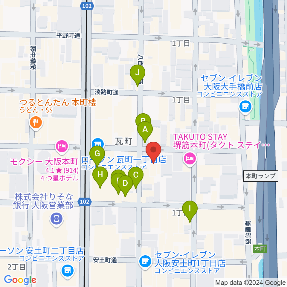 ライブスポットテンション周辺のカフェ一覧地図