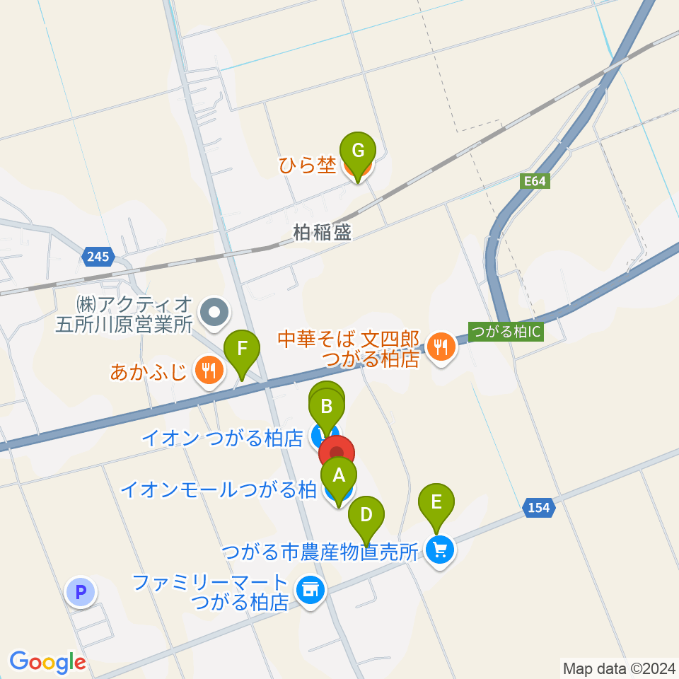 HMVイオンモールつがる柏周辺のカフェ一覧地図