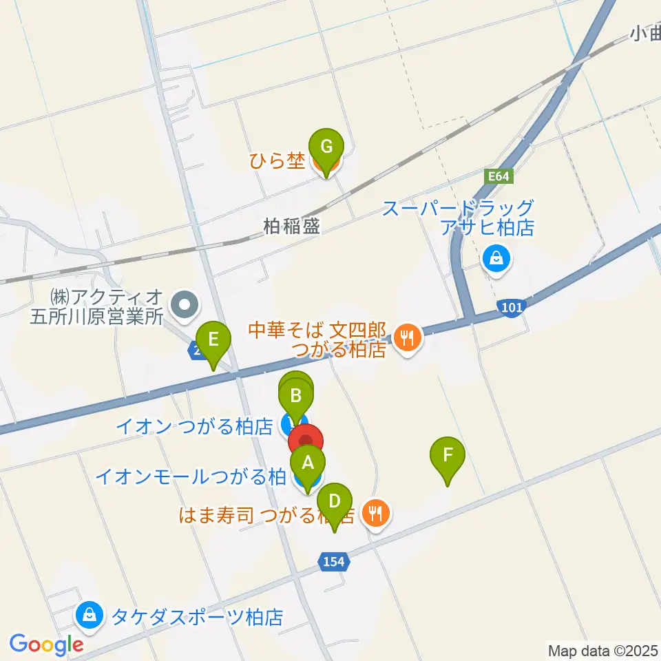 HMVイオンモールつがる柏周辺のカフェ一覧地図