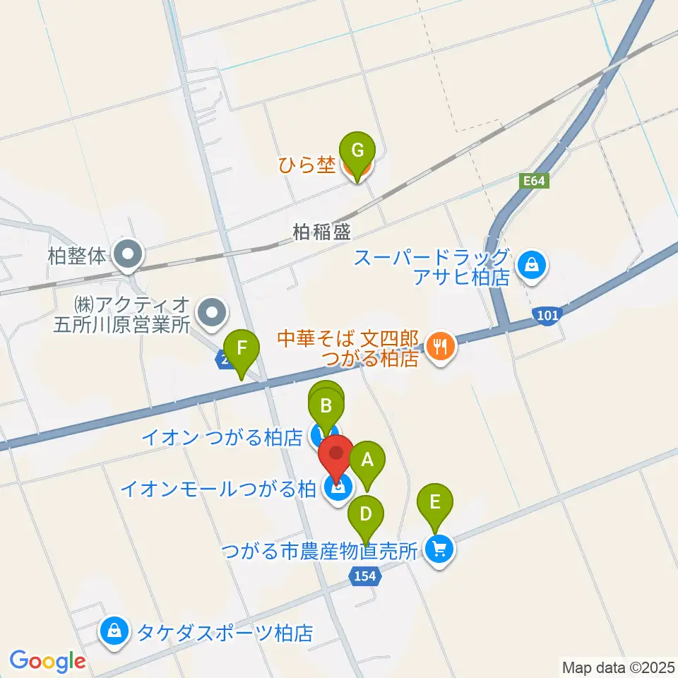 HMVイオンモールつがる柏周辺のカフェ一覧地図