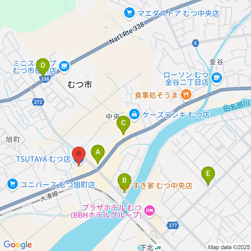 TSUTAYA むつ店周辺のカフェ一覧地図