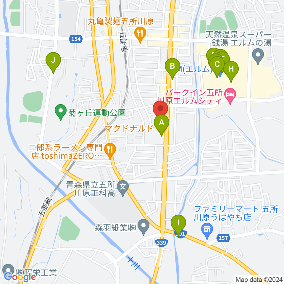 ゲオ五所川原店周辺のカフェ一覧地図
