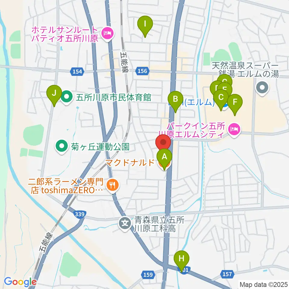 ゲオ五所川原店周辺のカフェ一覧地図