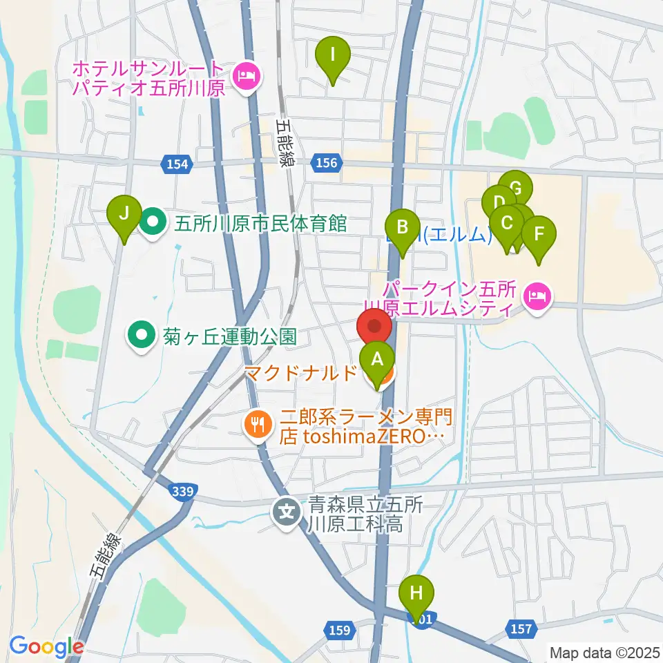 ゲオ五所川原店周辺のカフェ一覧地図
