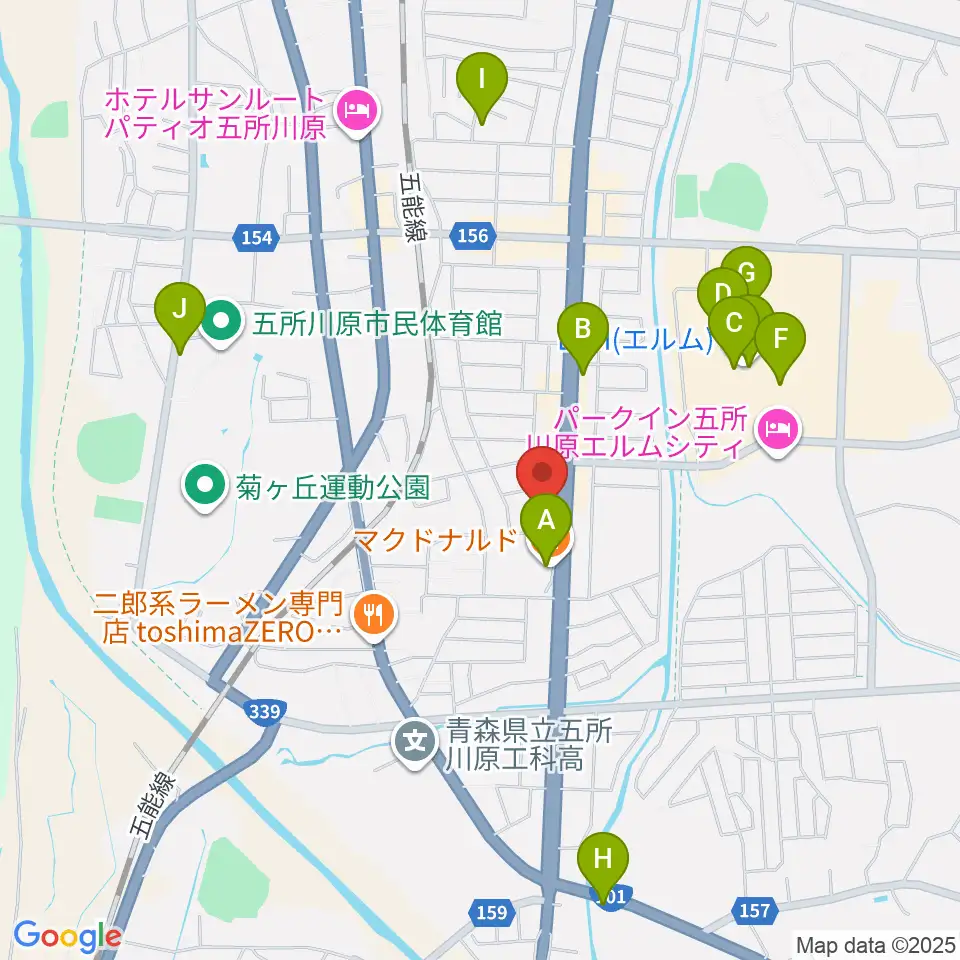 ゲオ五所川原店周辺のカフェ一覧地図
