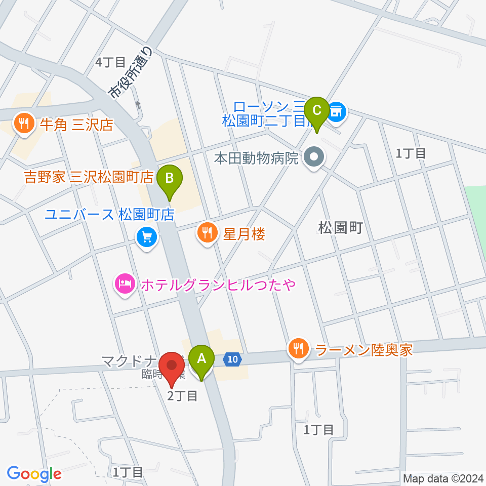 ゲオ三沢店周辺のカフェ一覧地図