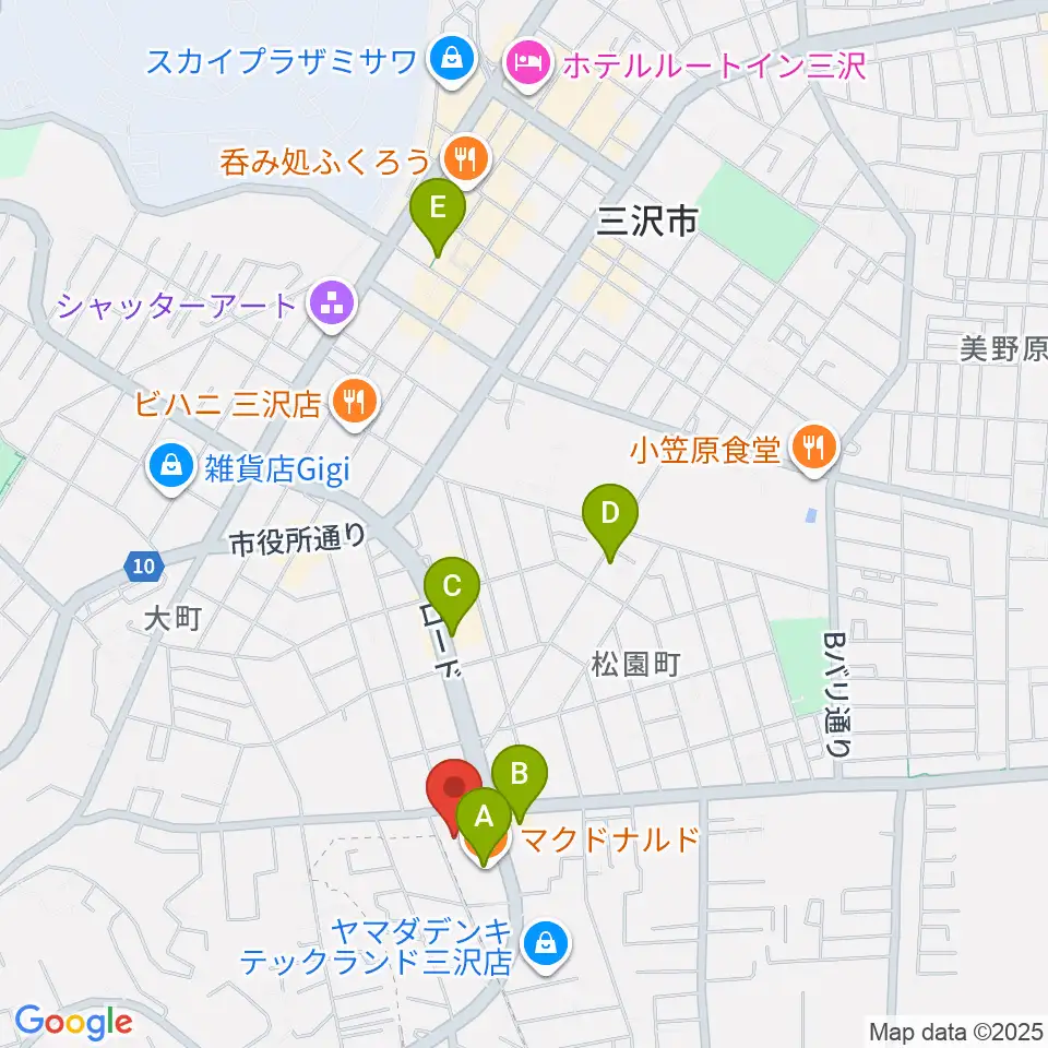 ゲオ三沢店周辺のカフェ一覧地図